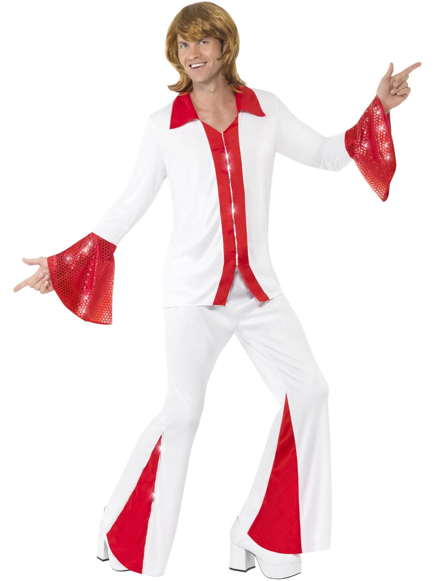 Smiffys DISCO Super Trooper Male Costume, White & Red CS für Herren