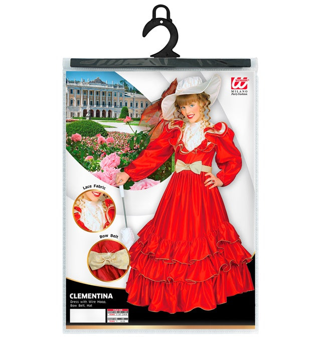 CLEMENTINA Fasnachtskostüm mit Petticoat, Gürtel mit Schleife und Hut