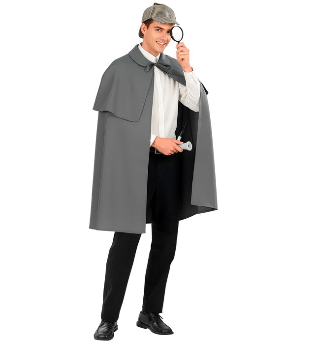 Detektiv-Umhang mit Pelerine in Schwarz, 100 cm lang