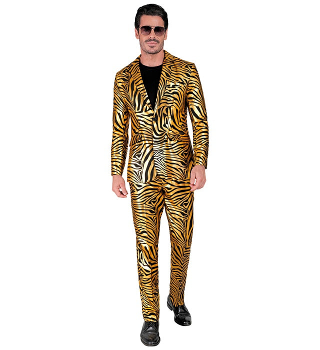 Goldener Animal Print Party-Anzug bestehend aus Jackett und Hose
