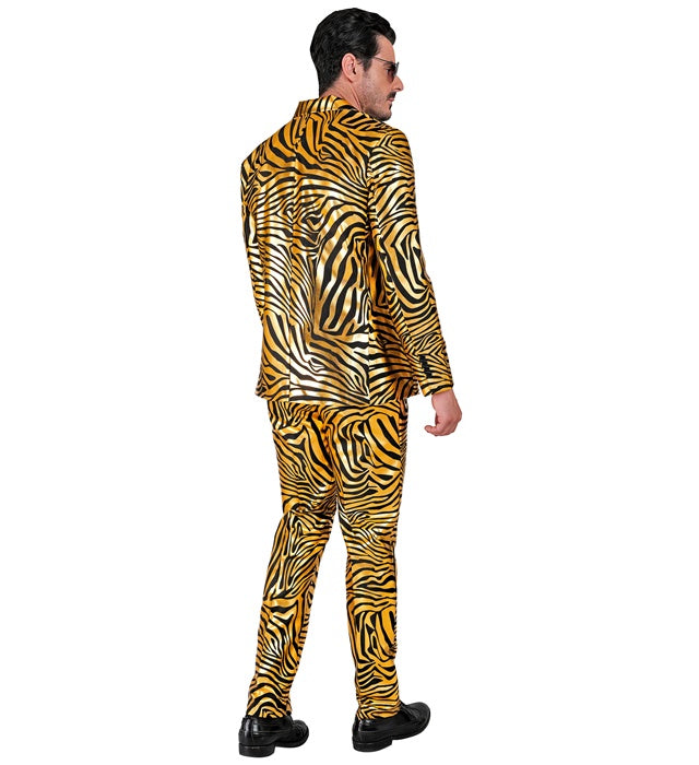Goldener Animal Print Party-Anzug bestehend aus Jackett und Hose