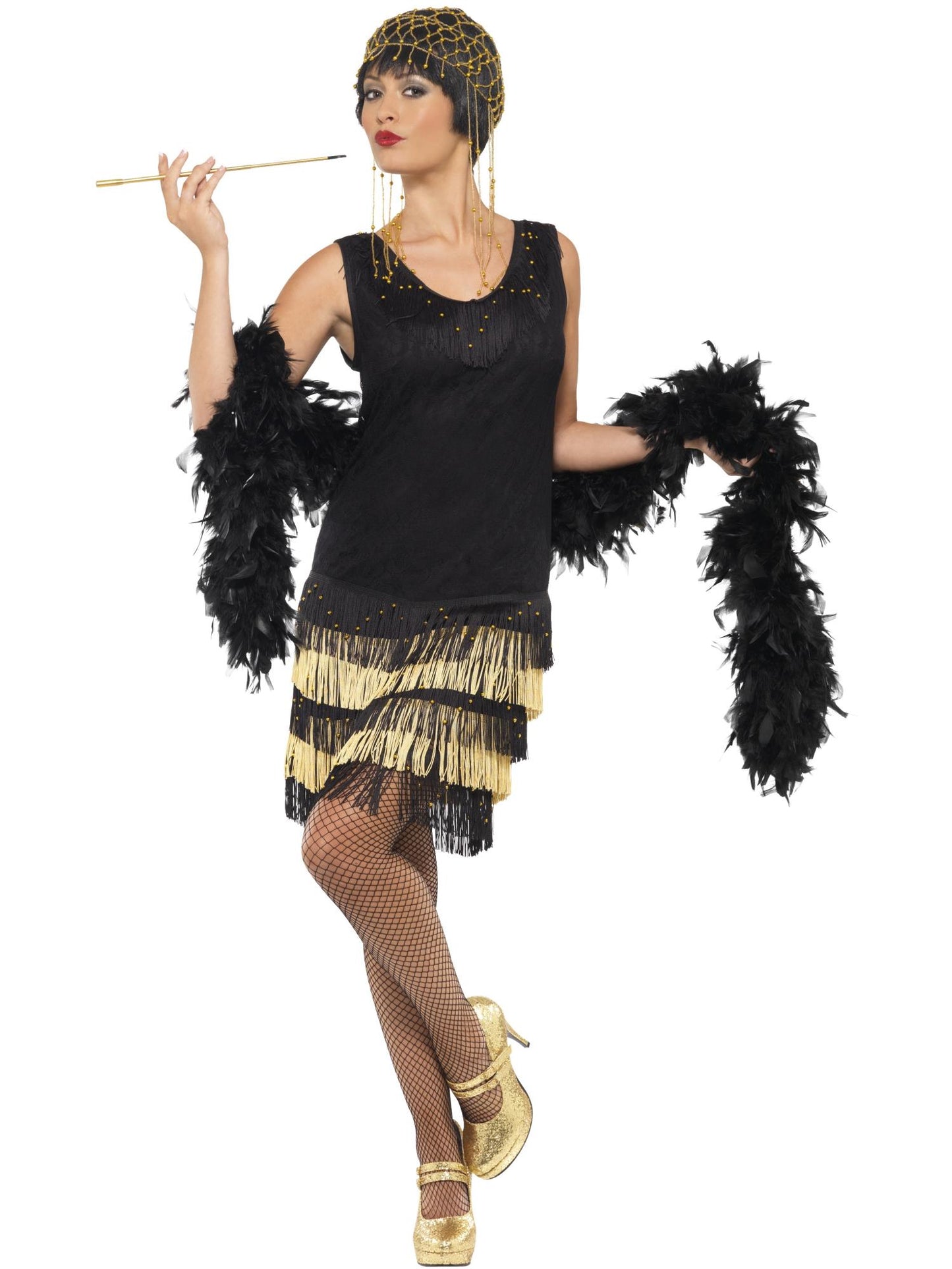 Smiffys 20s Fringed Flapper Costume, Black CS für Damen