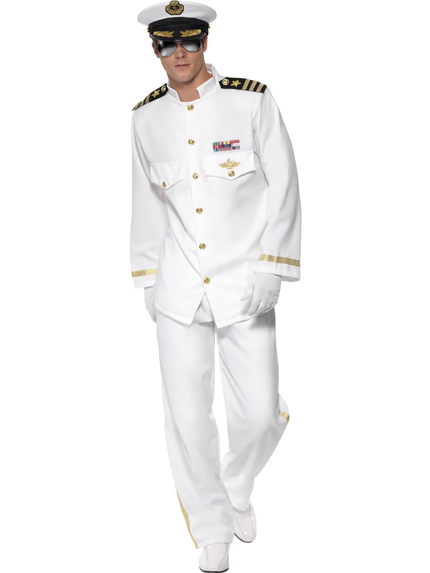Smiffys Deluxe Captain Costume, White CS für Herren