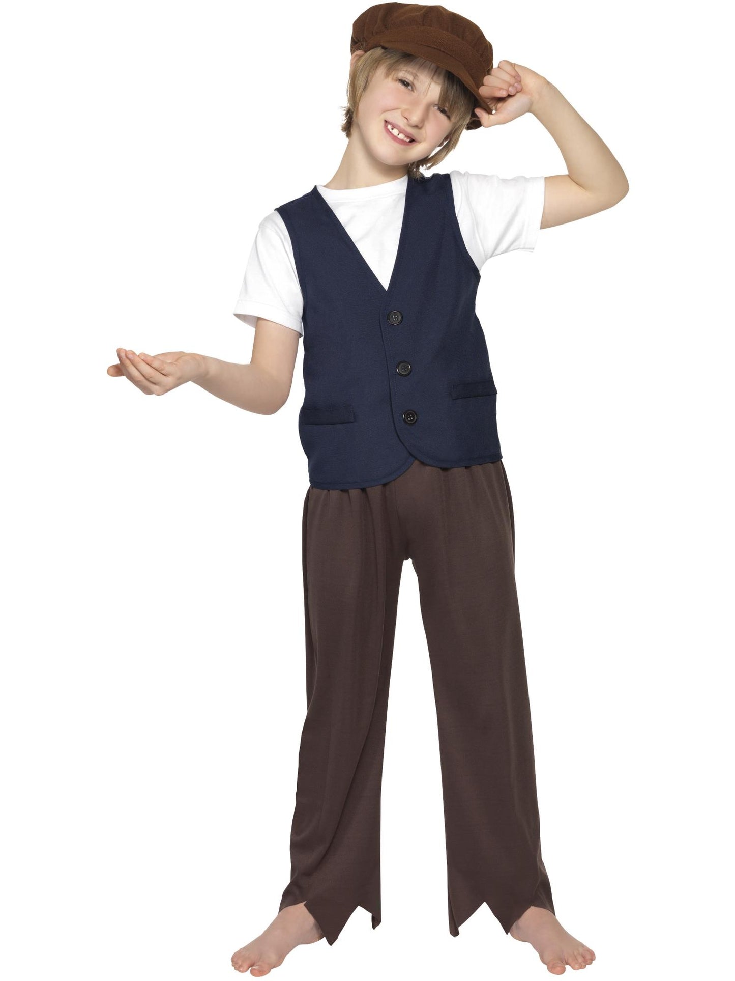 Smiffys Victorian Poor Peasant Boy Kit, Brown CS für Unisex