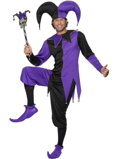 Smiffys CLOWNJEST Medieval Jester Kostüm Purple für Herren – Produktansicht