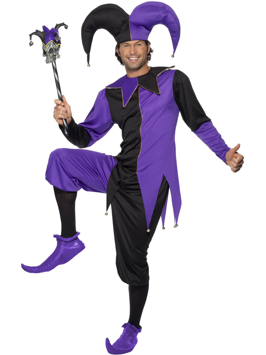 Smiffys CLOWNJEST Medieval Jester Kostüm Purple für Herren – Produktansicht