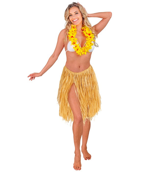 Naturfarbener Hawaii Bastrock 55 cm aus Bastmaterial für Karneval und Fasnacht