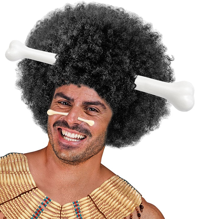 Fasnachtsbrille mit Knochenmotiv in Form eines Knochens durch den Kopf