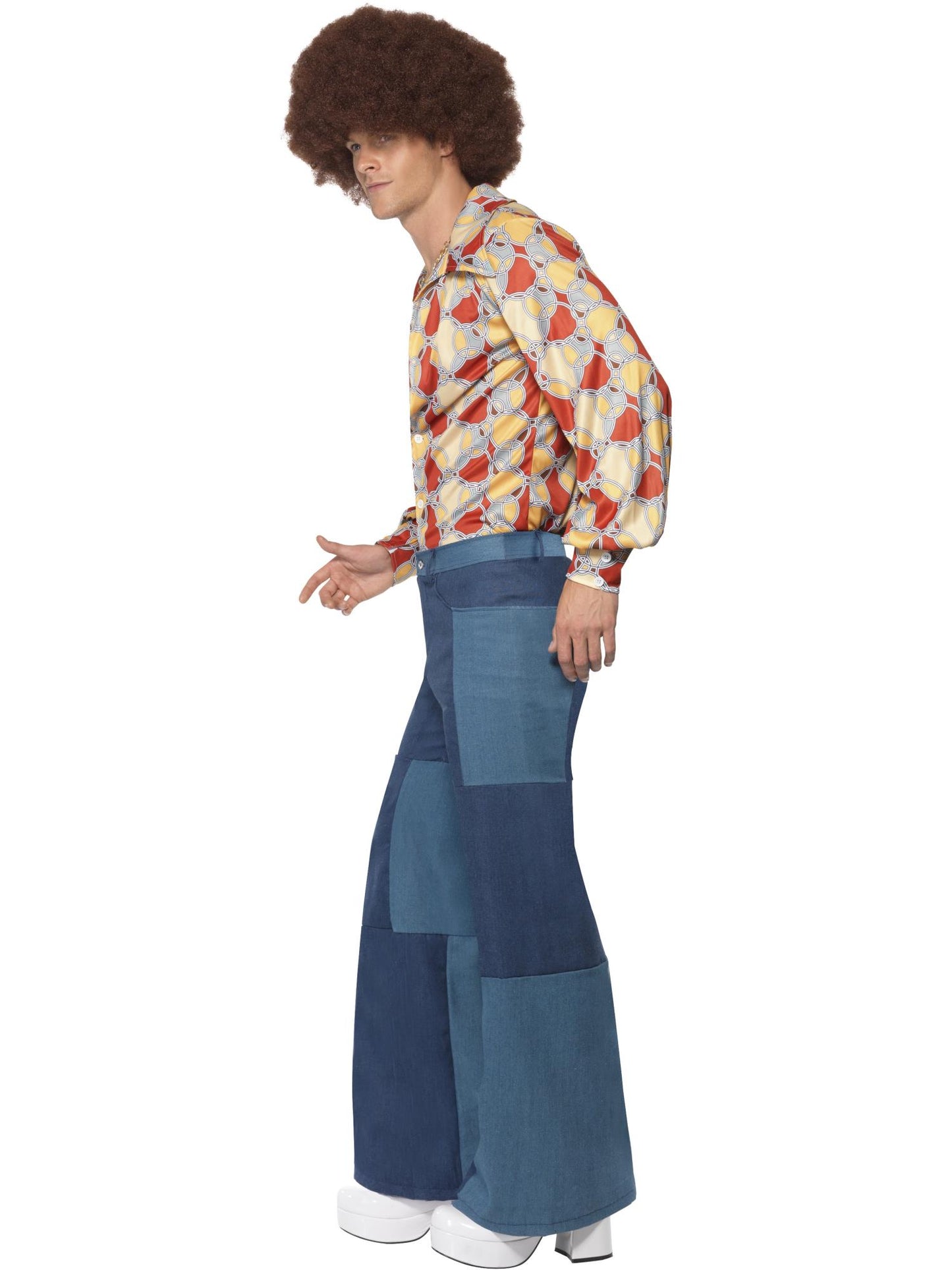 Smiffys HIPPIE 70s Deluxe Flared Trousers, Mens, Blue CS für Herren