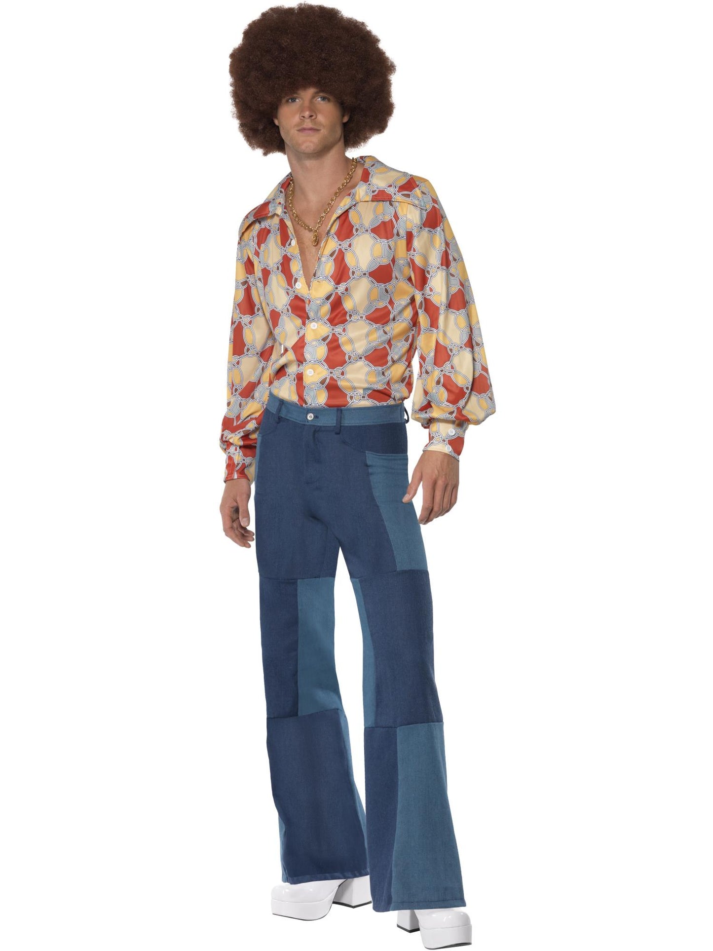 Smiffys HIPPIE 70s Deluxe Flared Trousers, Mens, Blue CS für Herren