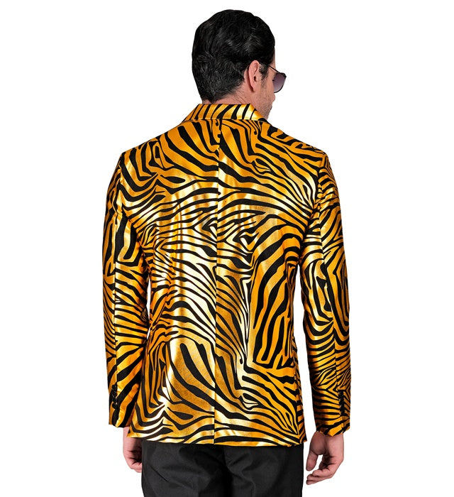 Golden schimmerndes Jackett mit Animal Print für Fasnacht und Karneval