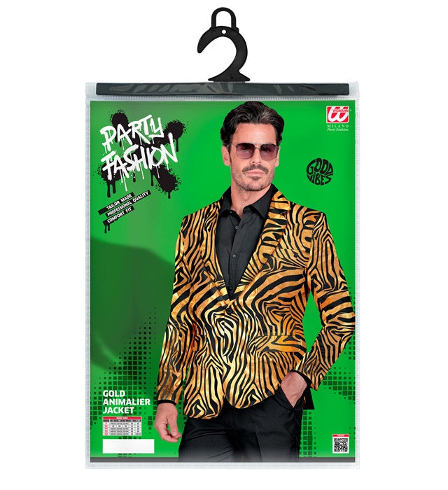 Golden schimmerndes Jackett mit Animal Print für Fasnacht und Karneval