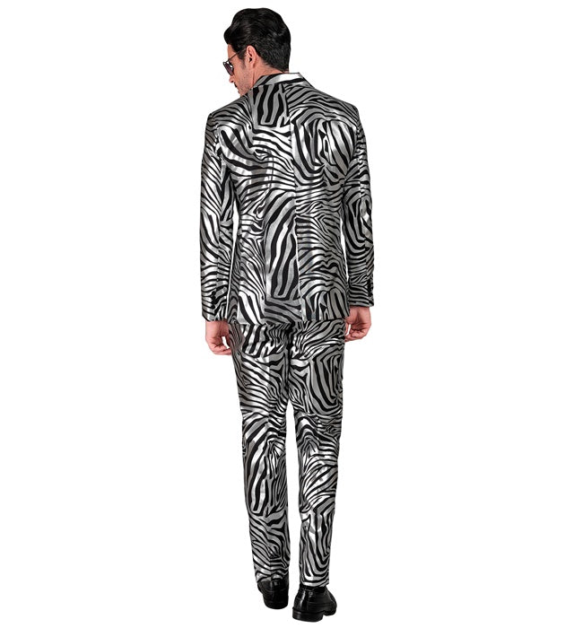 Silberner Animal Print Party-Anzug mit Jackett und Hose