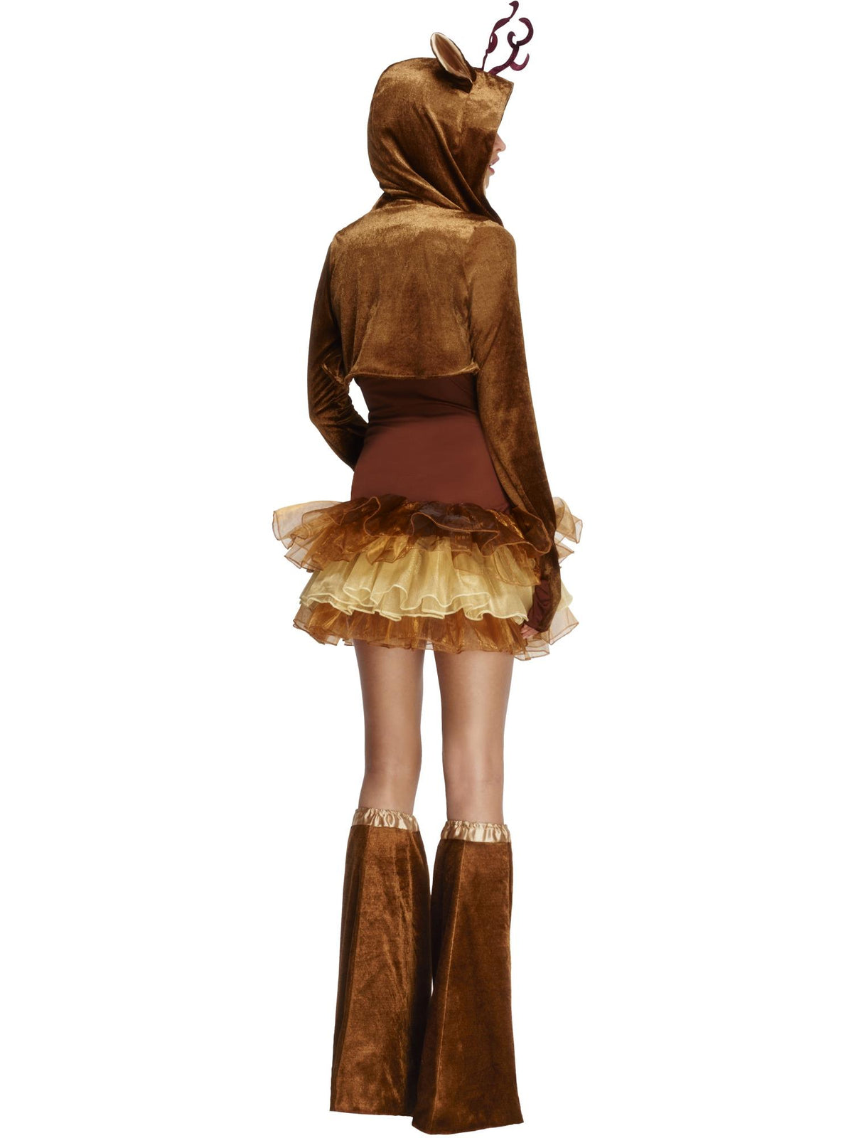 Smiffys braunes Reindeer-Tutu-Kostüm für Damen mit Jacke und Bootcovers – Detailansicht