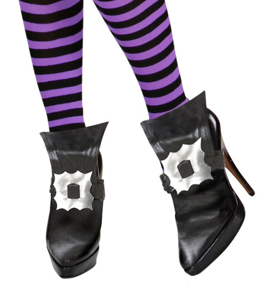 "SCHUHÜBERZIEHER HEXE MIT SCHNALLEN" Kunstleder Schwarz