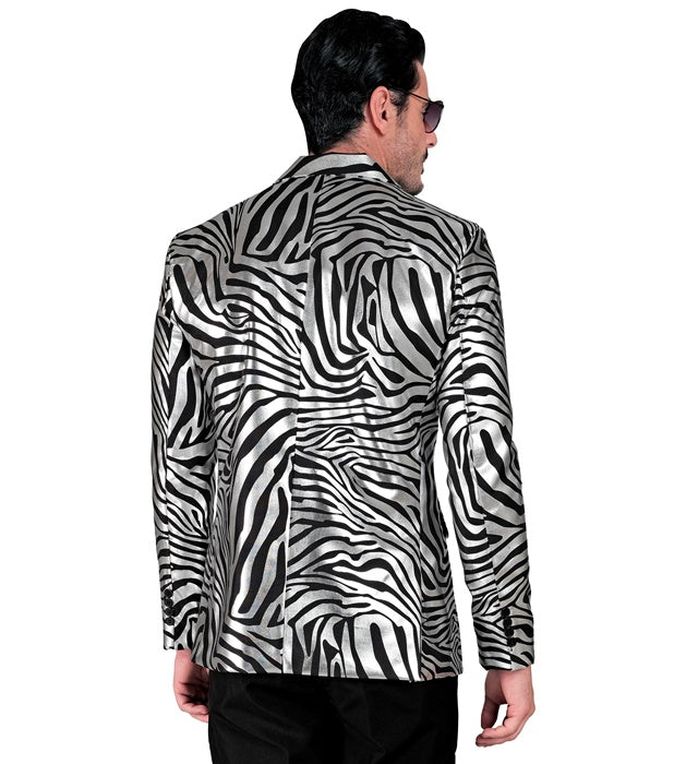 Silbernes Jackett mit Animal Print Muster für Fasnacht und Karneval
