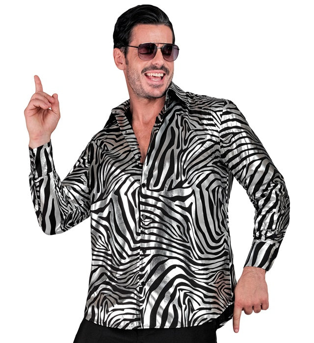 Silbernes Hemd mit Animal Print für Fasnacht und Mottopartys