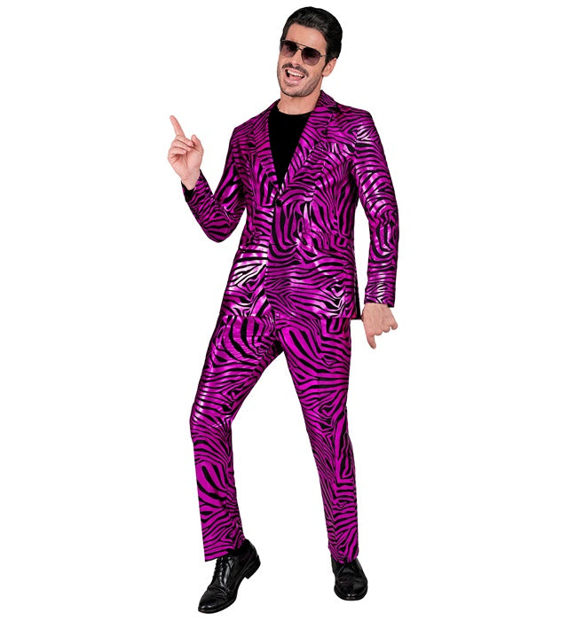 Pinker Animal Print Party-Anzug bestehend aus Jackett und Hose für Fasnacht und Karneval