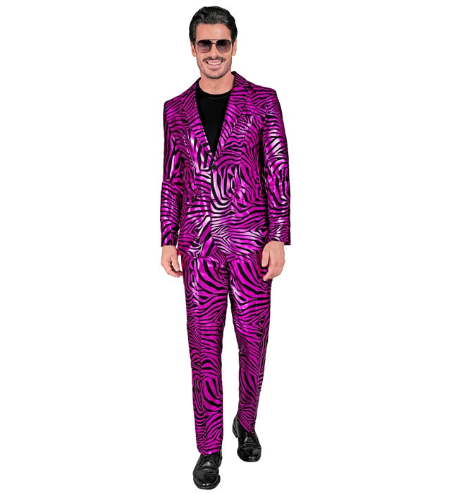 Pinker Animal Print Party-Anzug bestehend aus Jackett und Hose für Fasnacht und Karneval