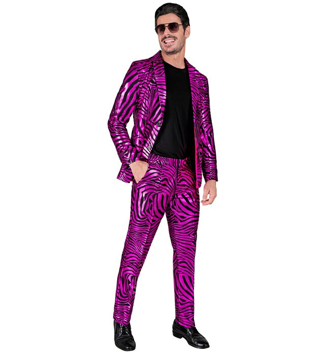 Pinker Animal Print Party-Anzug bestehend aus Jackett und Hose für Fasnacht und Karneval