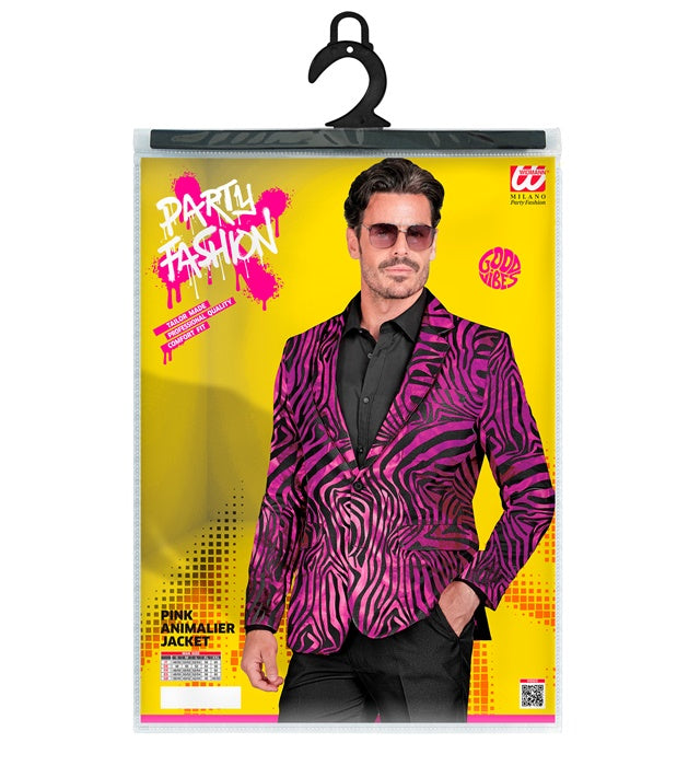 Pinkes Jackett mit Animal Print für Fasnacht und Mottoparty