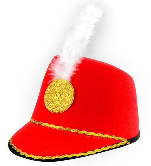 Roter Majorette Hut aus Filz als Fasnacht Kostümzubehör