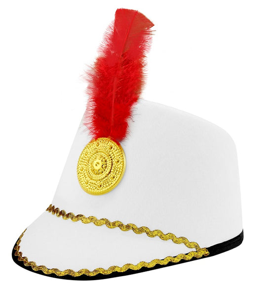 Weisser Majorette Hut aus Filz für Fasnacht und Karneval