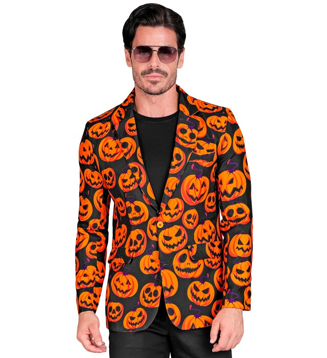 Kürbis Party Jackett mit leuchtendem Kürbis-Motiv für Halloween und Fasnacht