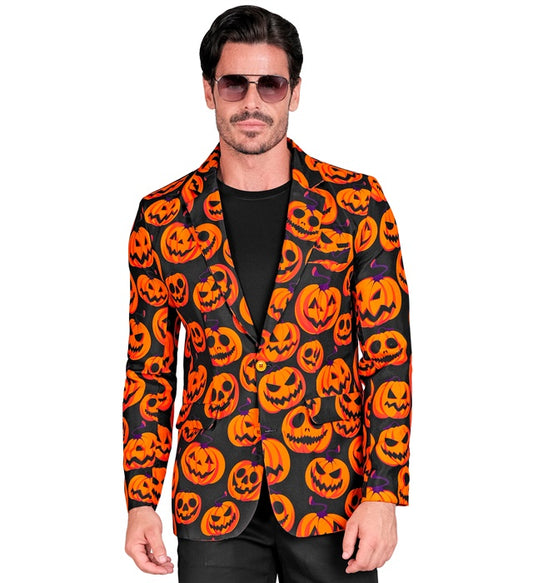 Kürbis Party Jackett mit leuchtendem Kürbis-Motiv für Halloween und Fasnacht
