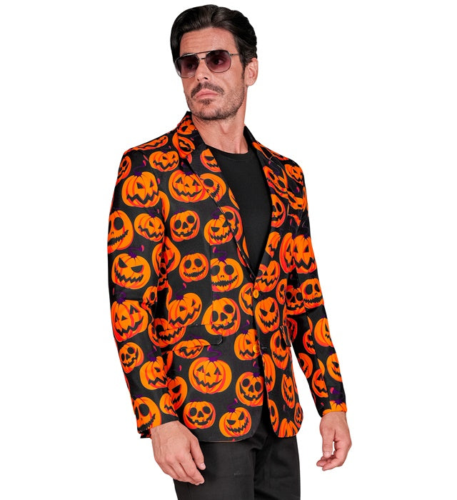 Kürbis Party Jackett mit leuchtendem Kürbis-Motiv für Halloween und Fasnacht