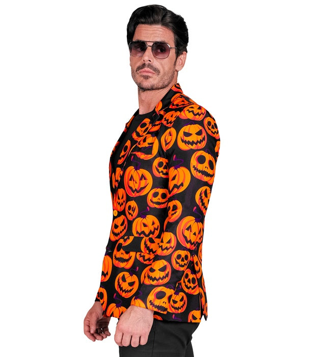 Kürbis Party Jackett mit leuchtendem Kürbis-Motiv für Halloween und Fasnacht