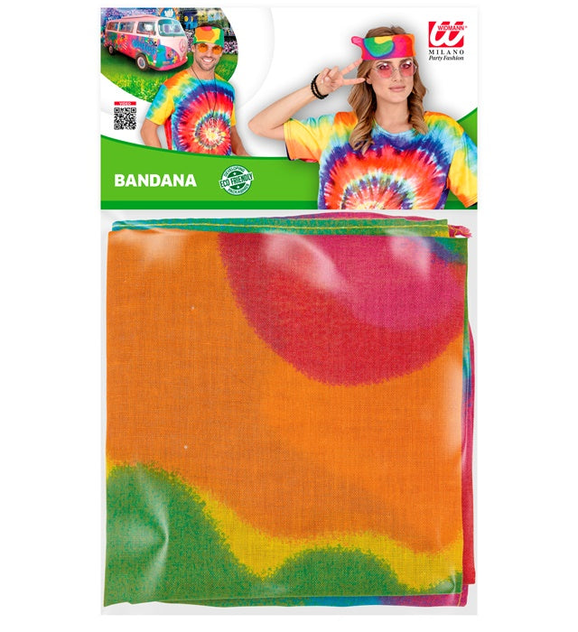 Buntes Batik Bandana 55x55 cm aus Baumwolle mit Hippie-Muster