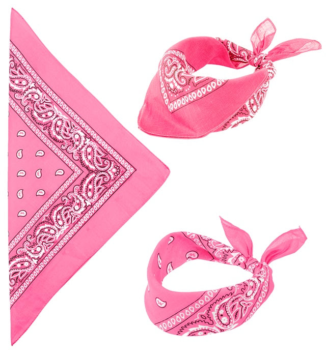 Rosa Bandana 55x55 cm aus Baumwolle auf weißem Hintergrund
