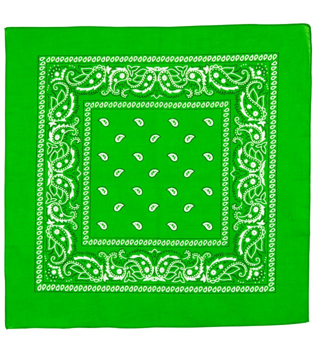 Grünes Bandana aus Baumwolle 55x55 cm auf weißem Hintergrund