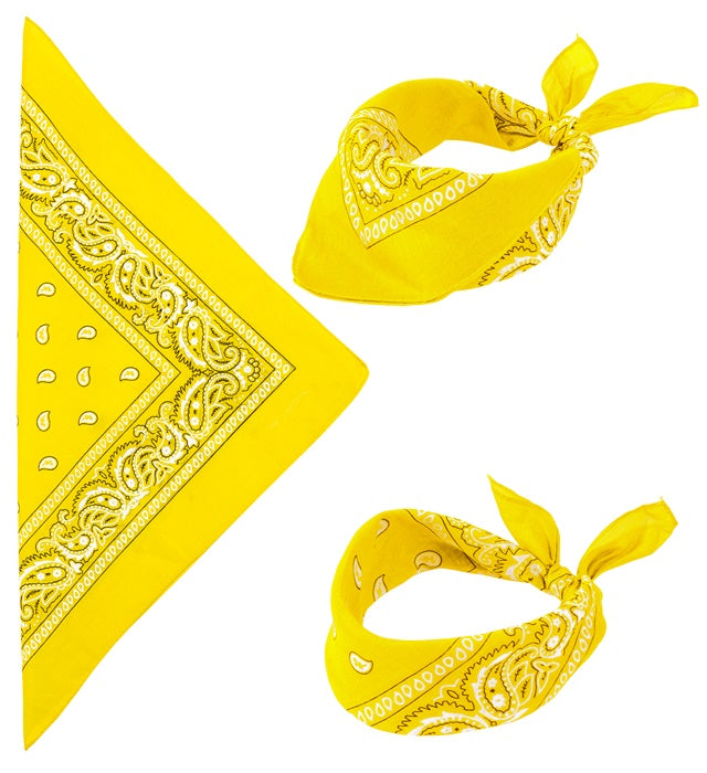 Gelbes Bandana aus Baumwolle 55x55 cm als Fasnacht-Accessoire