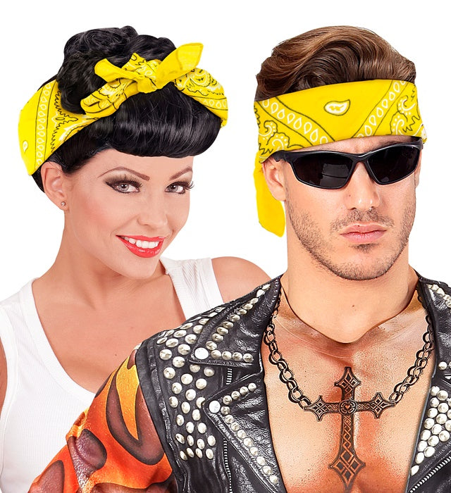 Gelbes Bandana aus Baumwolle 55x55 cm als Fasnacht-Accessoire