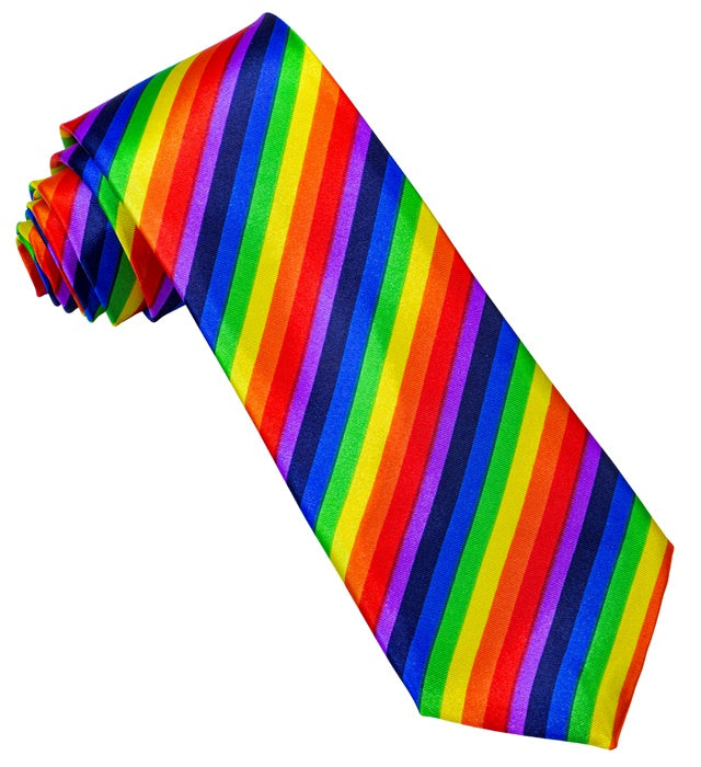 Regenbogen-Krawatte aus Satin mit bunten Streifen für Fasnacht und Karneval