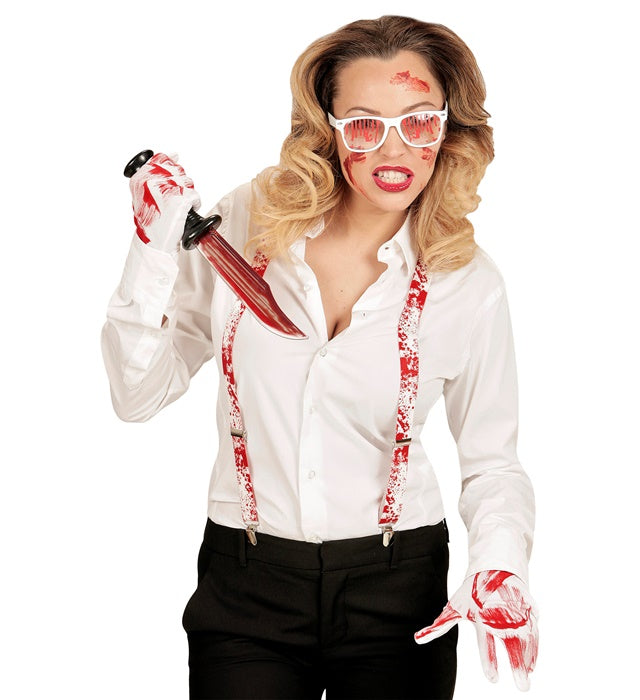 Blutige Handschuhe mit realistischen Blutflecken für Halloween und Fasnacht