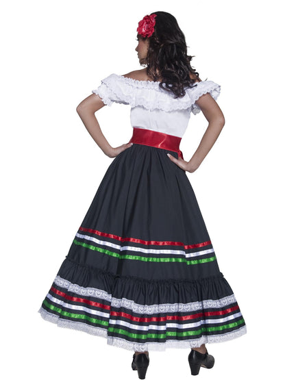 Smiffys Western-Senorita-Kostüm für Damen in Schwarz-Weiss – Detailansicht