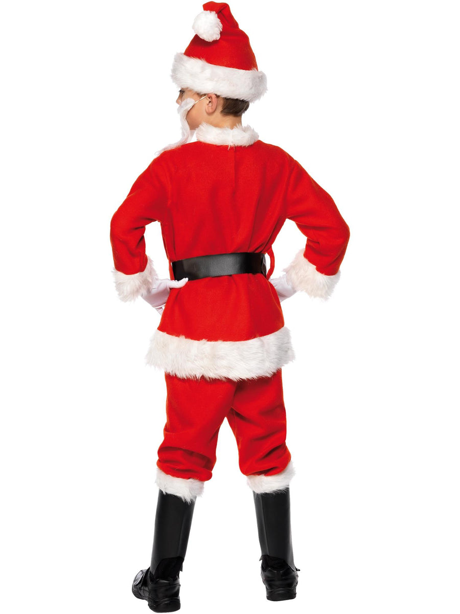 Smiffys rotes Weihnachtsmann-Kostüm für Jungen mit Jacke Hose Hut und Zubehör – Detailansicht