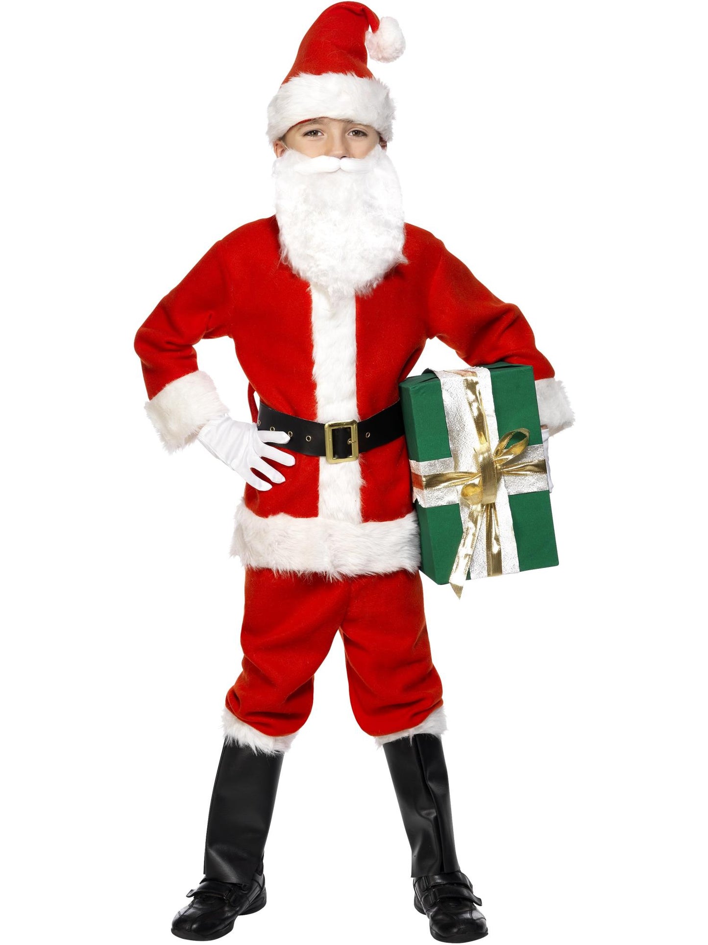 Smiffys Deluxe Santa Costume & Beard, Red CS für Jungen
