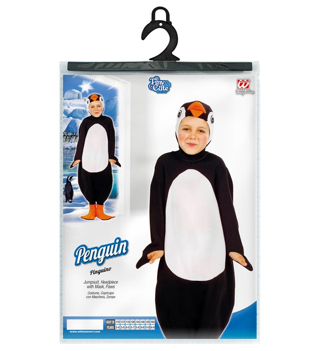 Pinguin-Kostüm mit Kopfteil und Pfoten für Fasnacht und Karneval