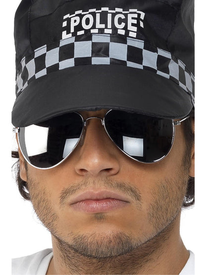 Smiffys Aviator Specs Silver Mirror silberne verspiegelte Pilotenbrille – Produktansicht