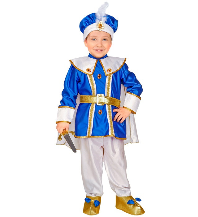 Kronprinz-Kostüm mit Umhang, Hose, Überstiefeln, Gürtel und Hut für Fasnacht und Mottoparty