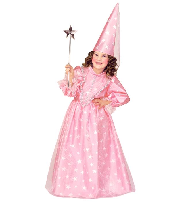 Kinderkostüm Kleine Zauberfee rosa hellblau mit Kleid und Schleierhut
