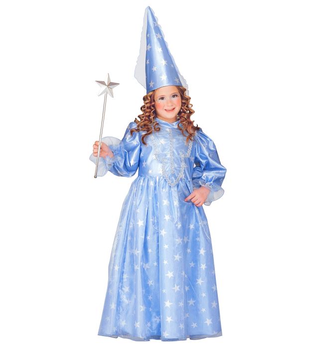 Kinderkostüm Kleine Zauberfee rosa hellblau mit Kleid und Schleierhut