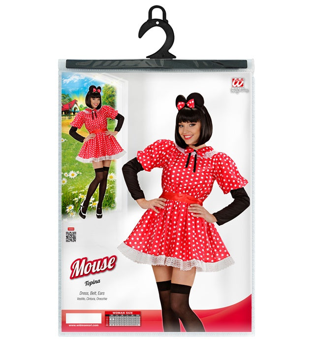 Kleines Maus-Kostüm bestehend aus Kleid, Gürtel und Ohren für Fasnacht