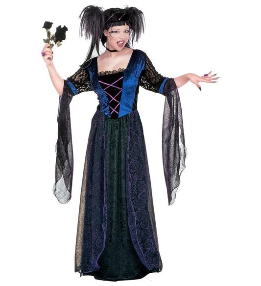 Gothic Princess Kleid aus Samt mit Schleier und Kopfbedeckung