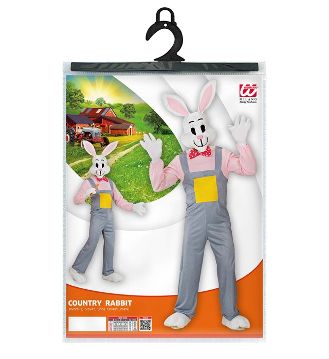 Häschen vom Land Kostüm mit Overall, Handschuhen, Schuhüberziehern und Maske