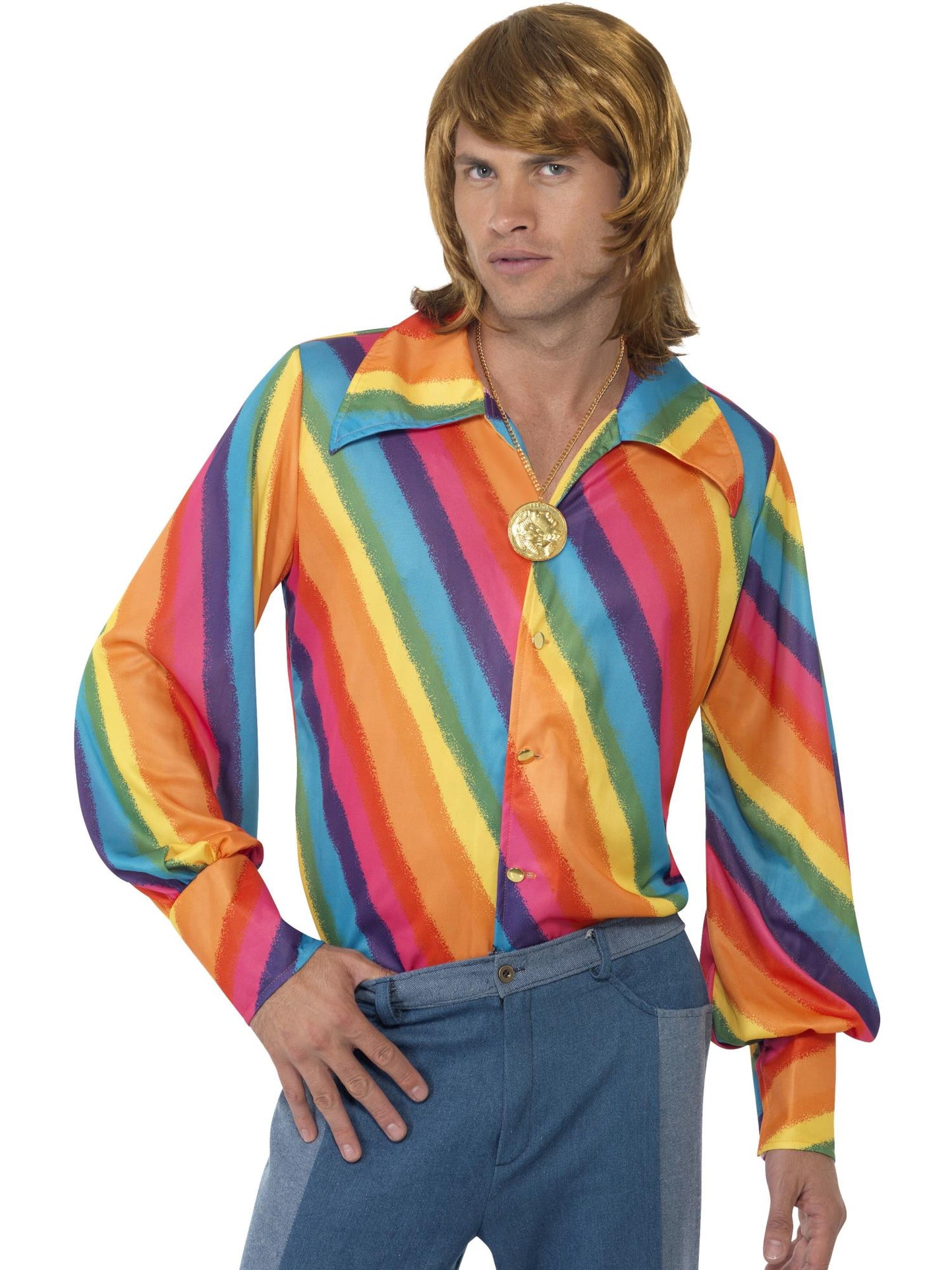 Smiffys 1970S 70s Colour Shirt, Rainbow CS für Unisex